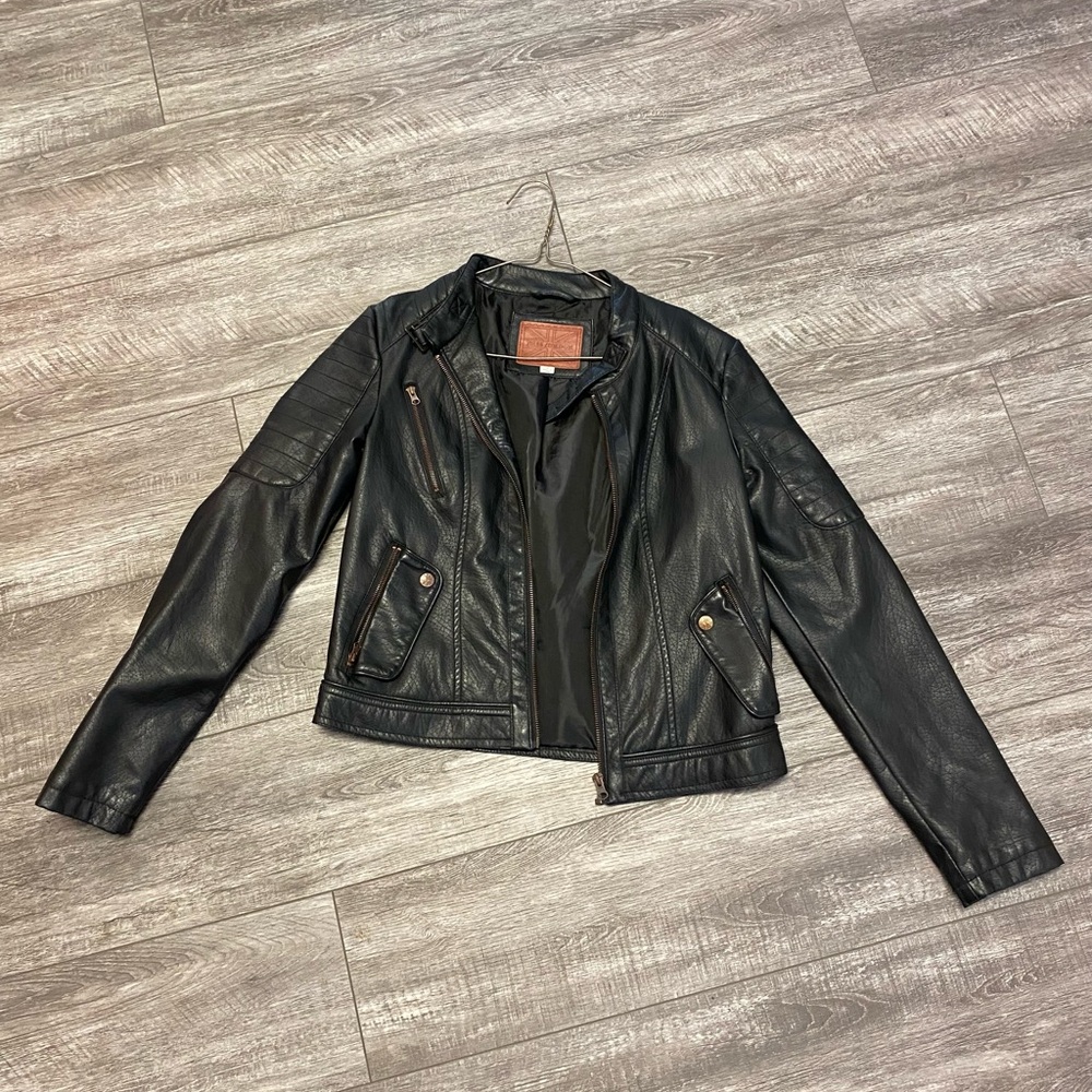 Miss London Classic Black Leather Jacket